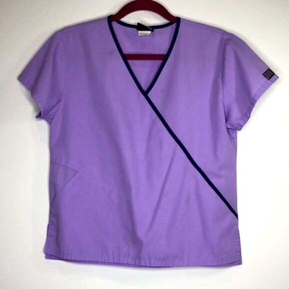 Cherokee Workwear Authentic Scrubs Scrub Top, Short Sleeve Lavender, Size (XS) - Picture 6 of 7